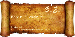 Bohin Elemér névjegykártya
